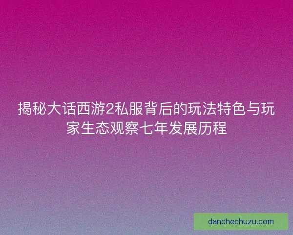 揭秘大话西游2私服背后的玩法特色与玩家生态观察七年发展历程