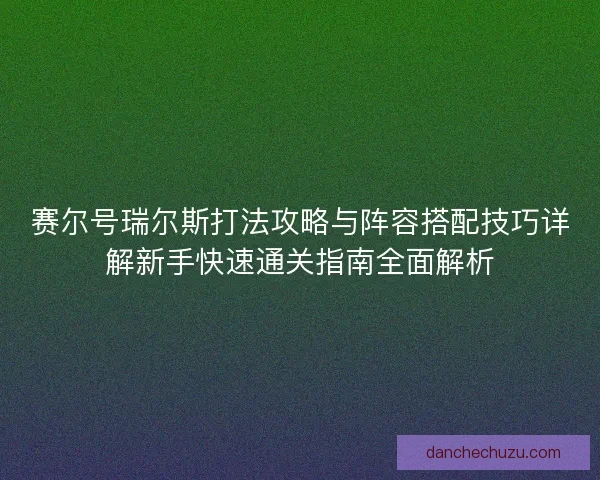 赛尔号瑞尔斯打法攻略与阵容搭配技巧详解新手快速通关指南全面解析